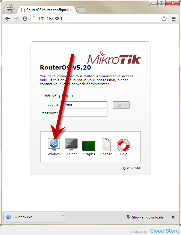 mikrotik routeros login